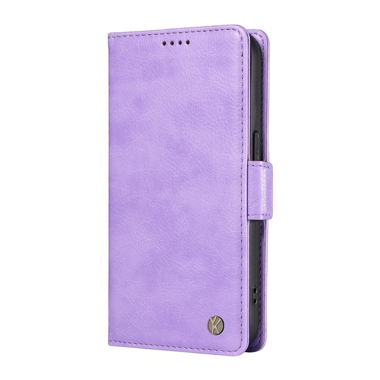 YIKATU YK-007 For Oppo A3x 4G / 5G (India) / A3 4G / 5G / A60 5G / A40 4G / A40M 4G Case Side Buckle PU Leather Phone Cover Litchi Texture - Purple