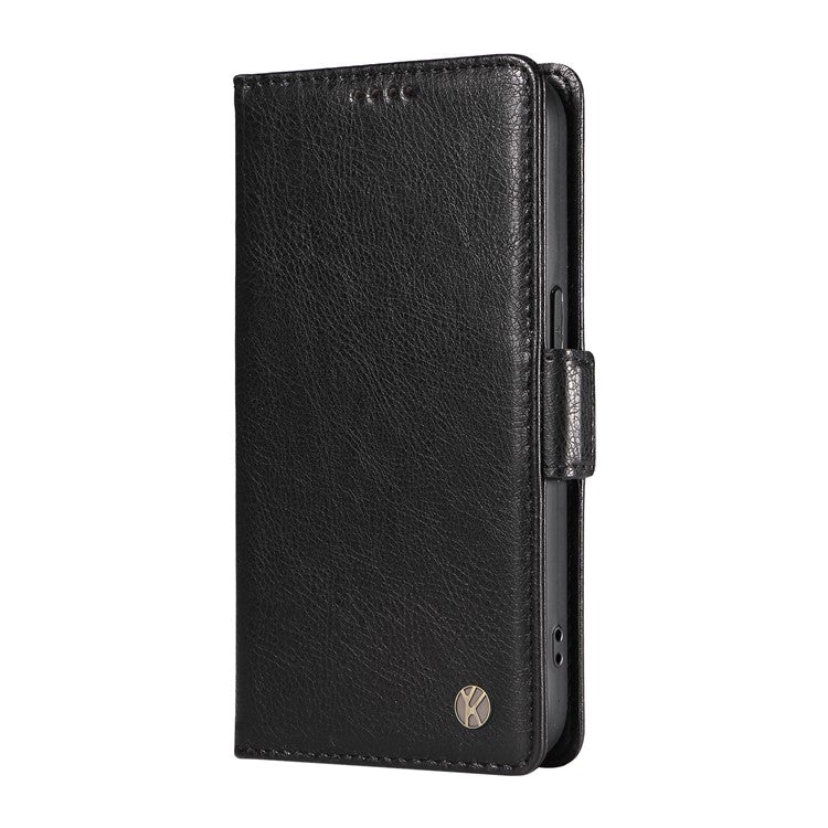 YIKATU YK-007 For Oppo A3x 4G / 5G (India) / A3 4G / 5G / A60 5G / A40 4G / A40M 4G Case Side Buckle PU Leather Phone Cover Litchi Texture - Black
