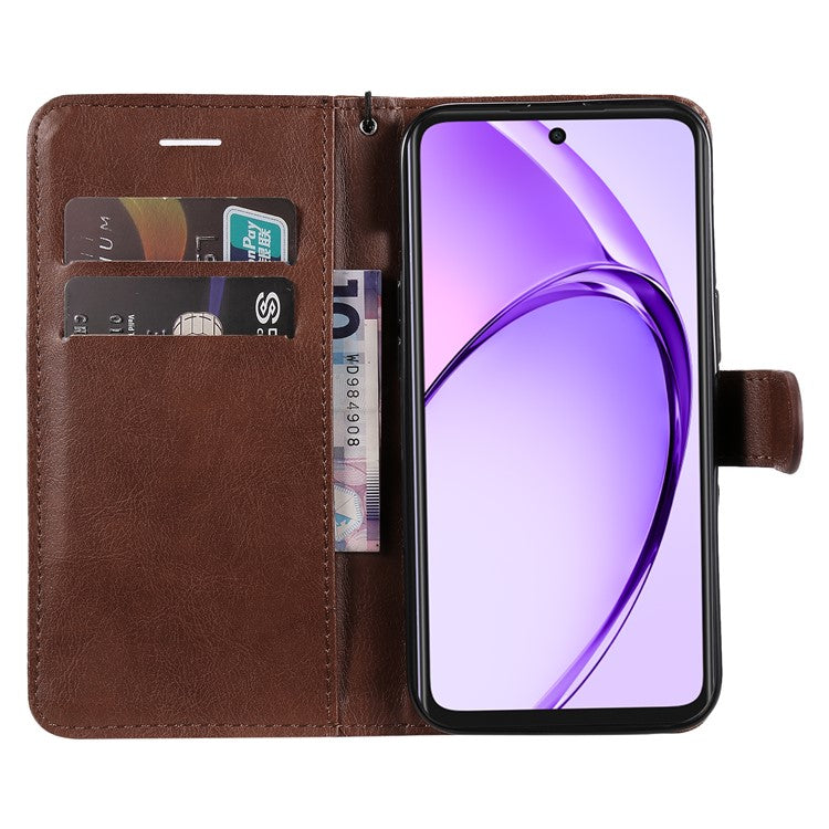 KT Leather Series-2 for Oppo A3x 4G / 5G (India) / A3 4G / 5G / A60 5G / A40 4G / A40M 4G Case Solid Color Leather Phone Cover Wallet Stand - Brown