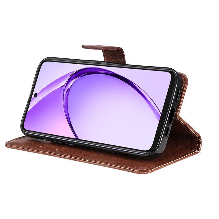 KT Leather Series-2 for Oppo A3x 4G / 5G (India) / A3 4G / 5G / A60 5G / A40 4G / A40M 4G Case Solid Color Leather Phone Cover Wallet Stand - Brown