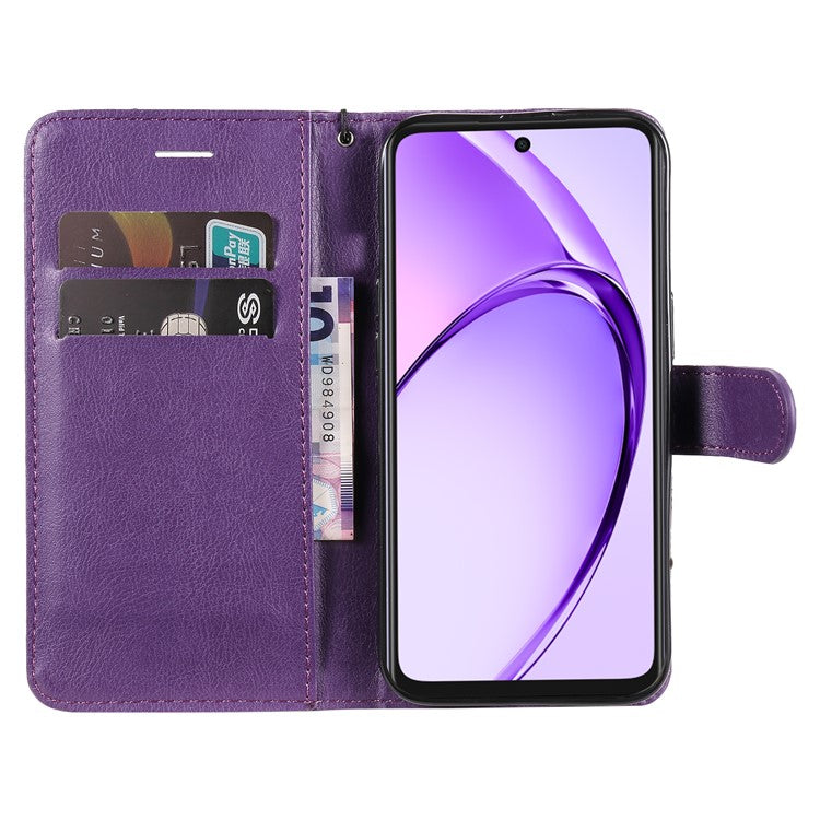 KT Leather Series-2 for Oppo A3x 4G / 5G (India) / A3 4G / 5G / A60 5G / A40 4G / A40M 4G Case Solid Color Leather Phone Cover Wallet Stand - Purple