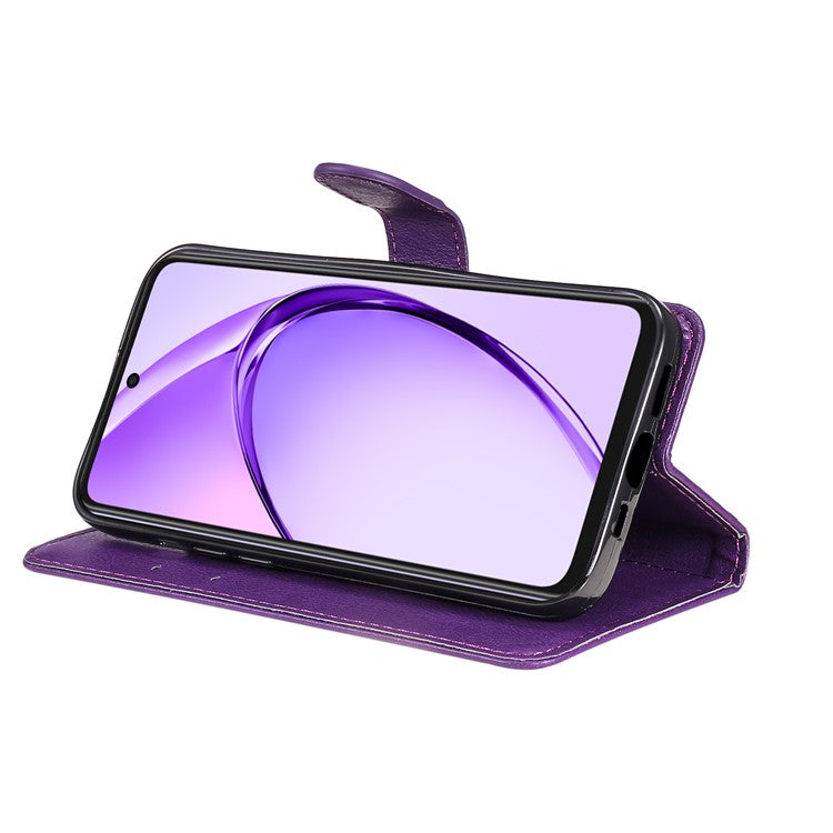 KT Leather Series-2 for Oppo A3x 4G / 5G (India) / A3 4G / 5G / A60 5G / A40 4G / A40M 4G Case Solid Color Leather Phone Cover Wallet Stand - Purple