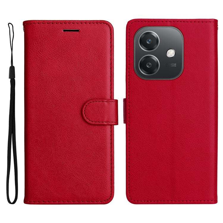 KT Leather Series-2 for Oppo A3x 4G / 5G (India) / A3 4G / 5G / A60 5G / A40 4G / A40M 4G Case Solid Color Leather Phone Cover Wallet Stand - Red