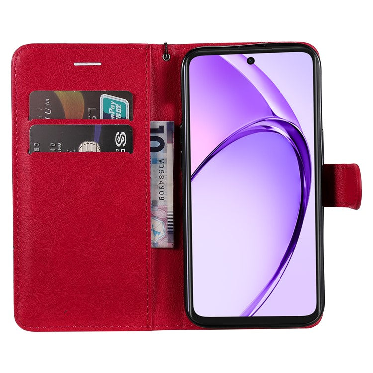 KT Leather Series-2 for Oppo A3x 4G / 5G (India) / A3 4G / 5G / A60 5G / A40 4G / A40M 4G Case Solid Color Leather Phone Cover Wallet Stand - Red