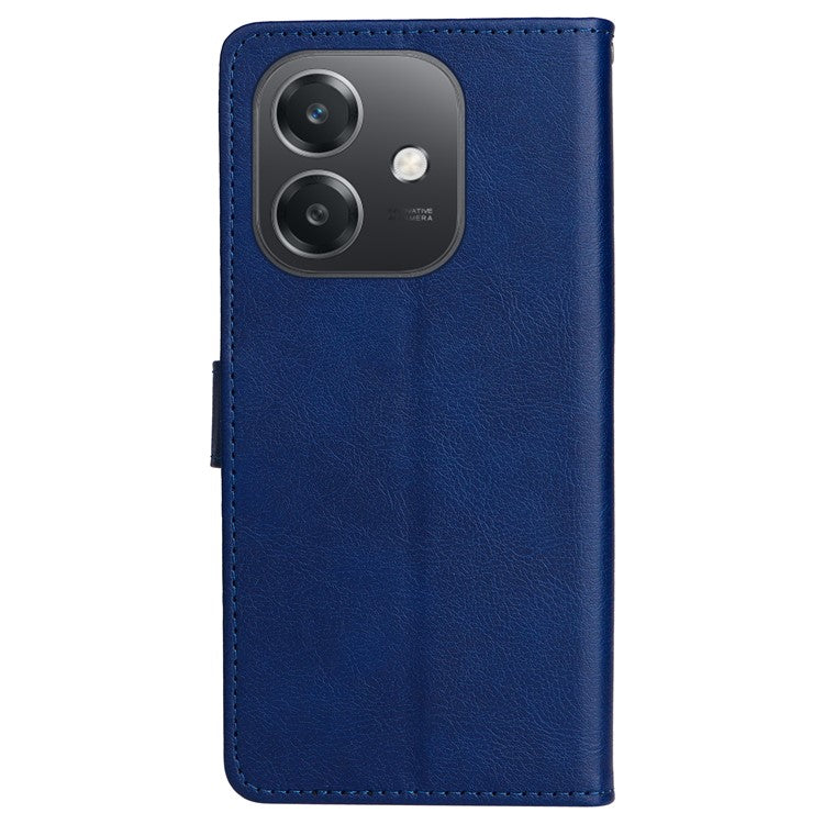 KT Leather Series-2 for Oppo A3x 4G / 5G (India) / A3 4G / 5G / A60 5G / A40 4G / A40M 4G Case Solid Color Leather Phone Cover Wallet Stand - Blue