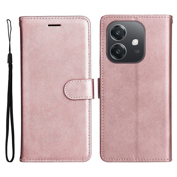 KT Leather Series-2 for Oppo A3x 4G / 5G (India) / A3 4G / 5G / A60 5G / A40 4G / A40M 4G Case Solid Color Leather Phone Cover Wallet Stand - Rose Gold