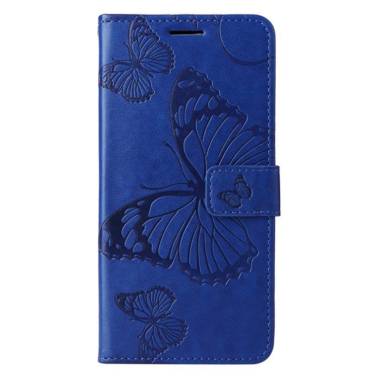 KT Imprinting Flower Series-2 For Oppo A3x 4G / 5G (India) / A3 4G / 5G / A60 5G / A40 4G / A40M 4G Case Butterfly Leather Phone Cover - Blue