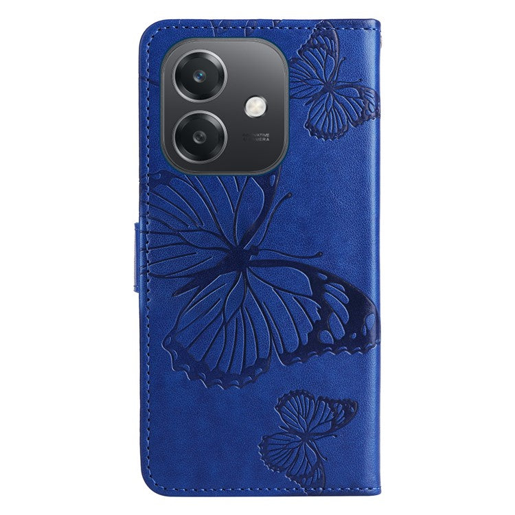 KT Imprinting Flower Series-2 For Oppo A3x 4G / 5G (India) / A3 4G / 5G / A60 5G / A40 4G / A40M 4G Case Butterfly Leather Phone Cover - Blue