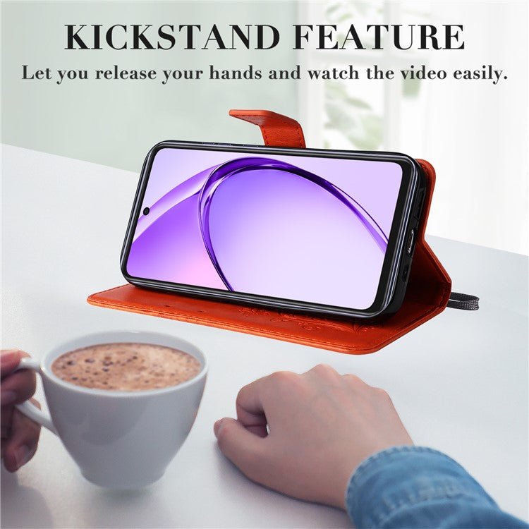 KT Imprinting Flower Series-2 For Oppo A3x 4G / 5G (India) / A3 4G / 5G / A60 5G / A40 4G / A40M 4G Case Butterfly Leather Phone Cover - Orange