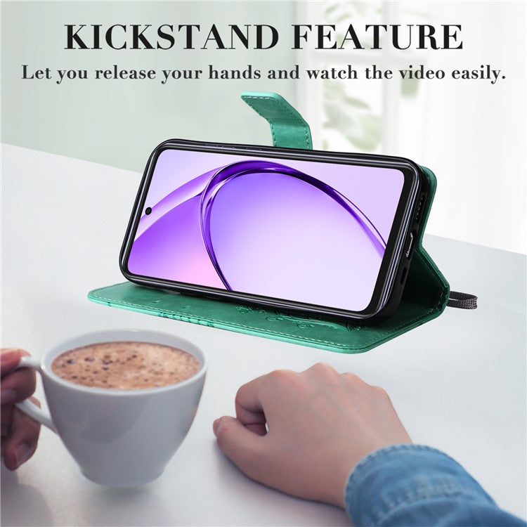 KT Imprinting Flower Series-2 For Oppo A3x 4G / 5G (India) / A3 4G / 5G / A60 5G / A40 4G / A40M 4G Case Butterfly Leather Phone Cover - Green