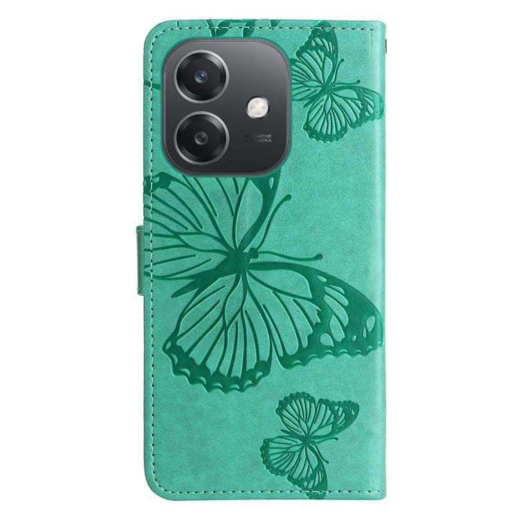 KT Imprinting Flower Series-2 For Oppo A3x 4G / 5G (India) / A3 4G / 5G / A60 5G / A40 4G / A40M 4G Case Butterfly Leather Phone Cover - Green