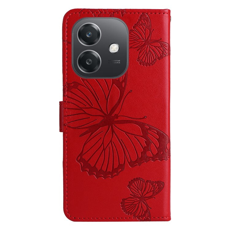 KT Imprinting Flower Series-2 For Oppo A3x 4G / 5G (India) / A3 4G / 5G / A60 5G / A40 4G / A40M 4G Case Butterfly Leather Phone Cover - Red