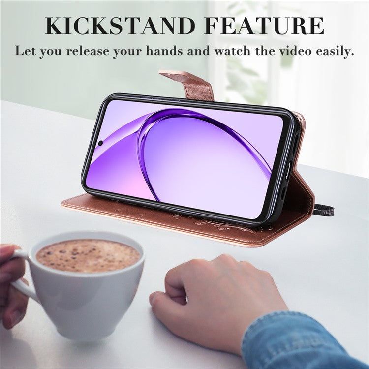 KT Imprinting Flower Series-2 For Oppo A3x 4G / 5G (India) / A3 4G / 5G / A60 5G / A40 4G / A40M 4G Case Butterfly Leather Phone Cover - Rose Gold