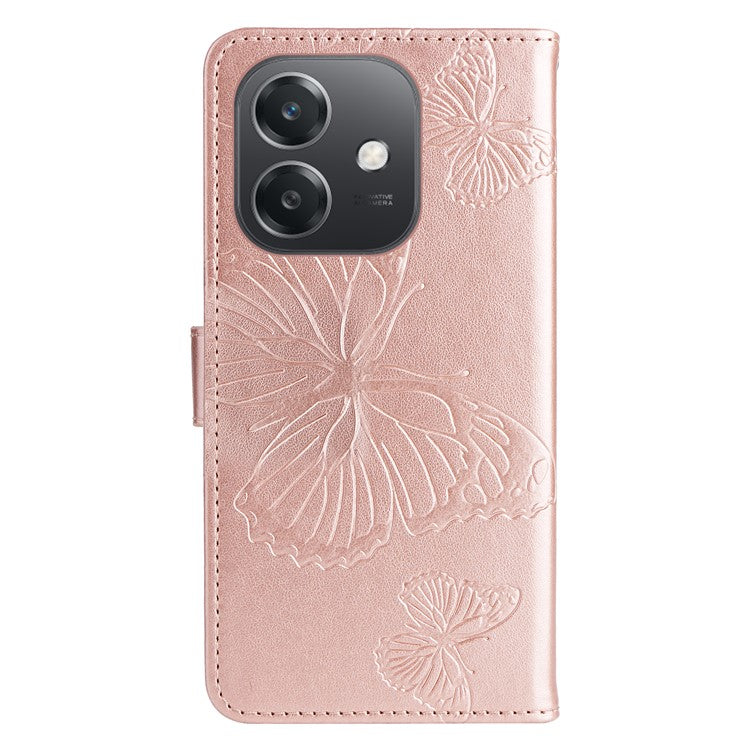 KT Imprinting Flower Series-2 For Oppo A3x 4G / 5G (India) / A3 4G / 5G / A60 5G / A40 4G / A40M 4G Case Butterfly Leather Phone Cover - Rose Gold