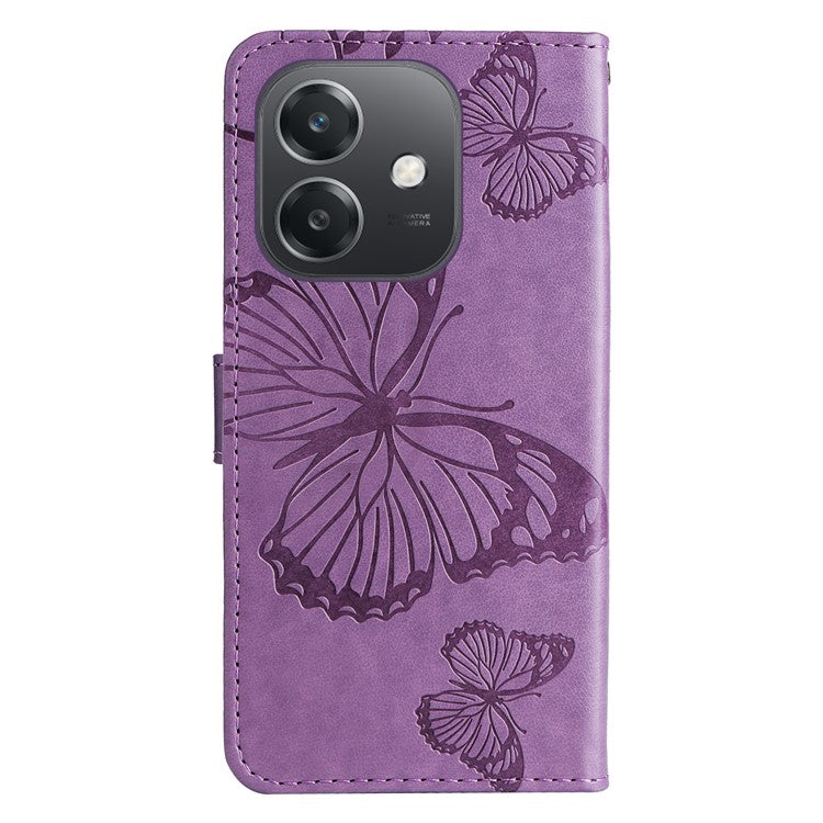 KT Imprinting Flower Series-2 For Oppo A3x 4G / 5G (India) / A3 4G / 5G / A60 5G / A40 4G / A40M 4G Case Butterfly Leather Phone Cover - Light Purple