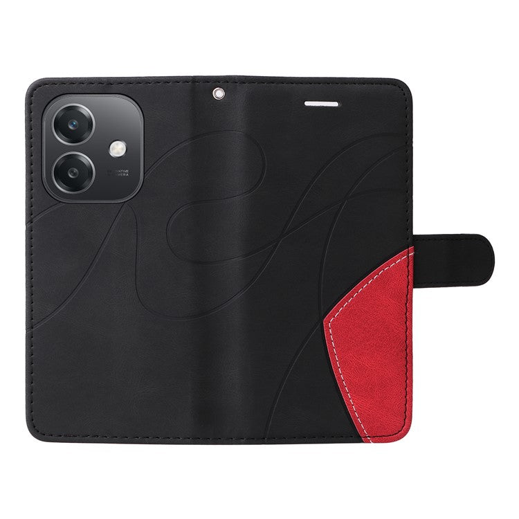 KT Leather Series-1 For Oppo A3x 4G / 5G (India) / A3 4G / 5G / A60 5G / A40 4G / A40M 4G Leather Case Color Splicing Phone Cover Wallet Stand - Black