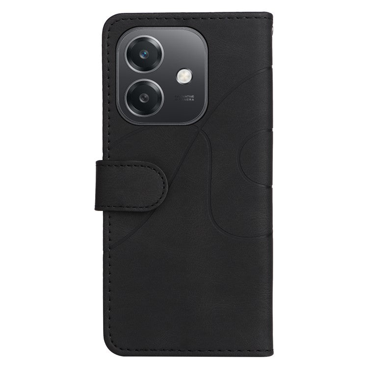 KT Leather Series-1 For Oppo A3x 4G / 5G (India) / A3 4G / 5G / A60 5G / A40 4G / A40M 4G Leather Case Color Splicing Phone Cover Wallet Stand - Black