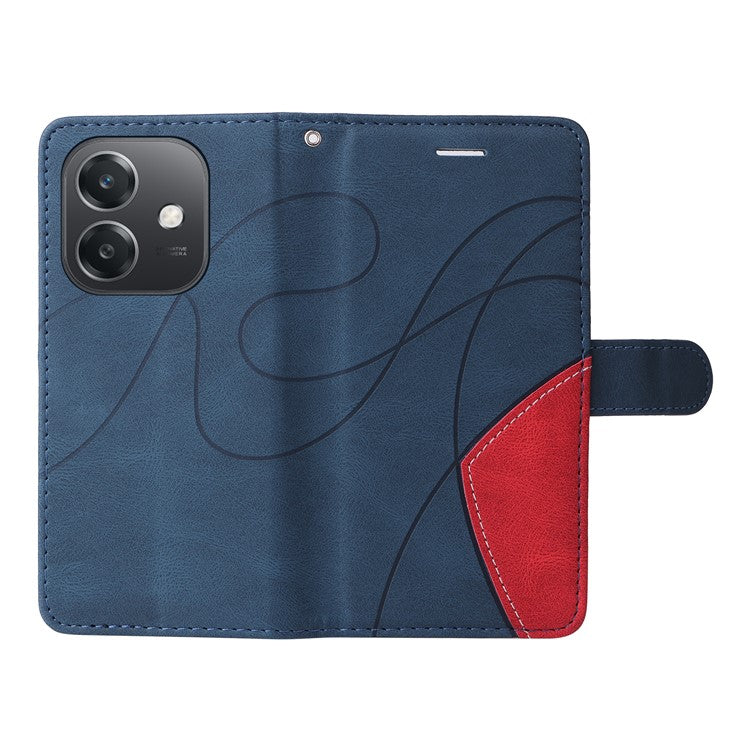 KT Leather Series-1 For Oppo A3x 4G / 5G (India) / A3 4G / 5G / A60 5G / A40 4G / A40M 4G Leather Case Color Splicing Phone Cover Wallet Stand - Blue