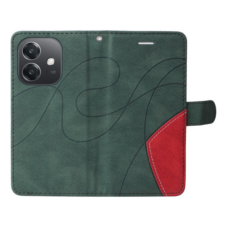 KT Leather Series-1 For Oppo A3x 4G / 5G (India) / A3 4G / 5G / A60 5G / A40 4G / A40M 4G Leather Case Color Splicing Phone Cover Wallet Stand - Green