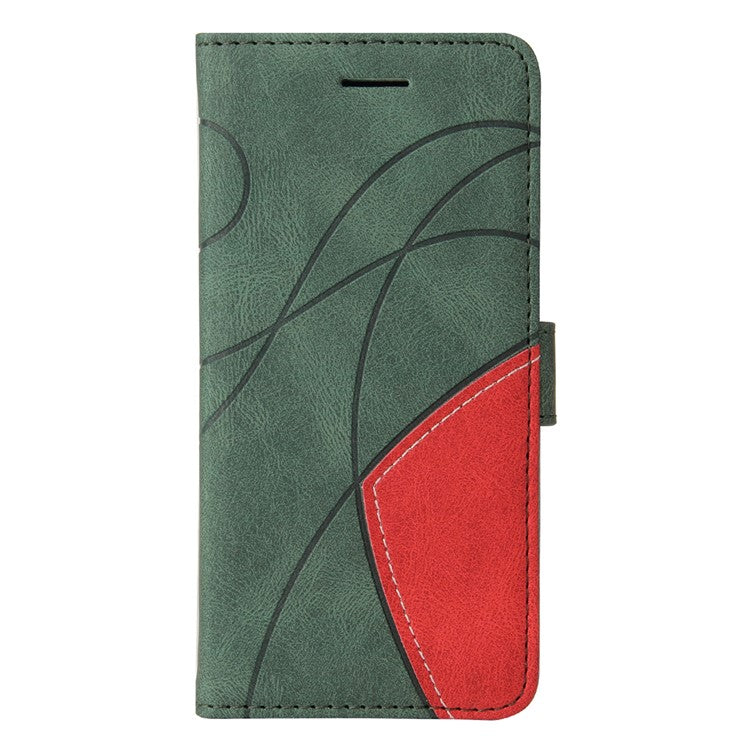 KT Leather Series-1 For Oppo A3x 4G / 5G (India) / A3 4G / 5G / A60 5G / A40 4G / A40M 4G Leather Case Color Splicing Phone Cover Wallet Stand - Green