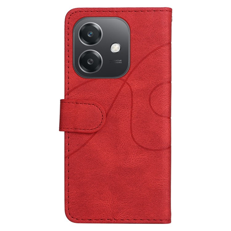 KT Leather Series-1 For Oppo A3x 4G / 5G (India) / A3 4G / 5G / A60 5G / A40 4G / A40M 4G Leather Case Color Splicing Phone Cover Wallet Stand - Red