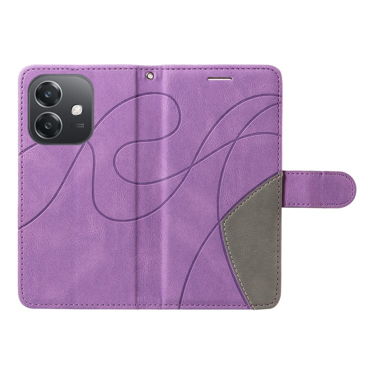 KT Leather Series-1 For Oppo A3x 4G / 5G (India) / A3 4G / 5G / A60 5G / A40 4G / A40M 4G Leather Case Color Splicing Phone Cover Wallet Stand - Light Purple