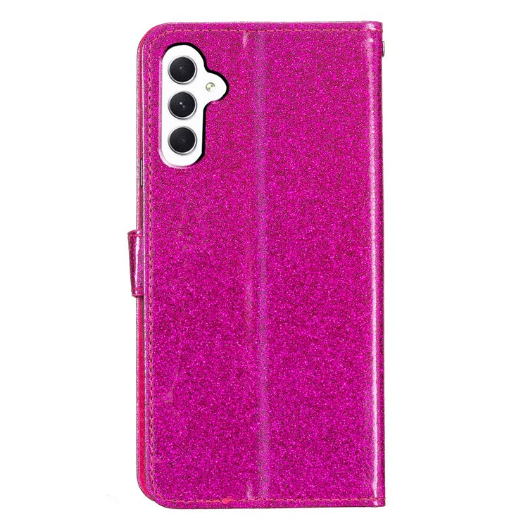 For Samsung Galaxy S25+ Wallet Case Glitter Anti-Scratch Leather Phone Cover Stand - Rose