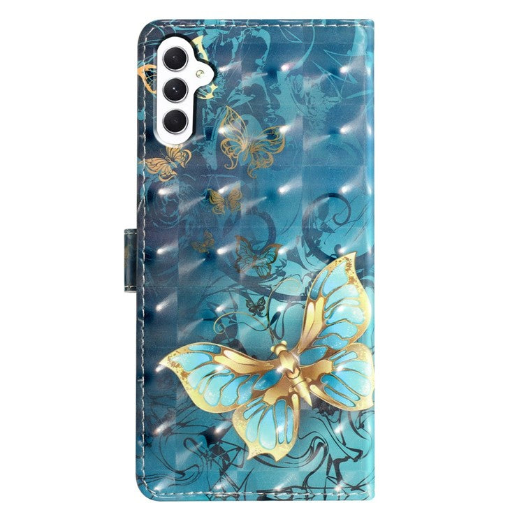 For Samsung Galaxy S25 Case PU Leather 3D Pattern Printing Wallet Phone Cover - Butterfly