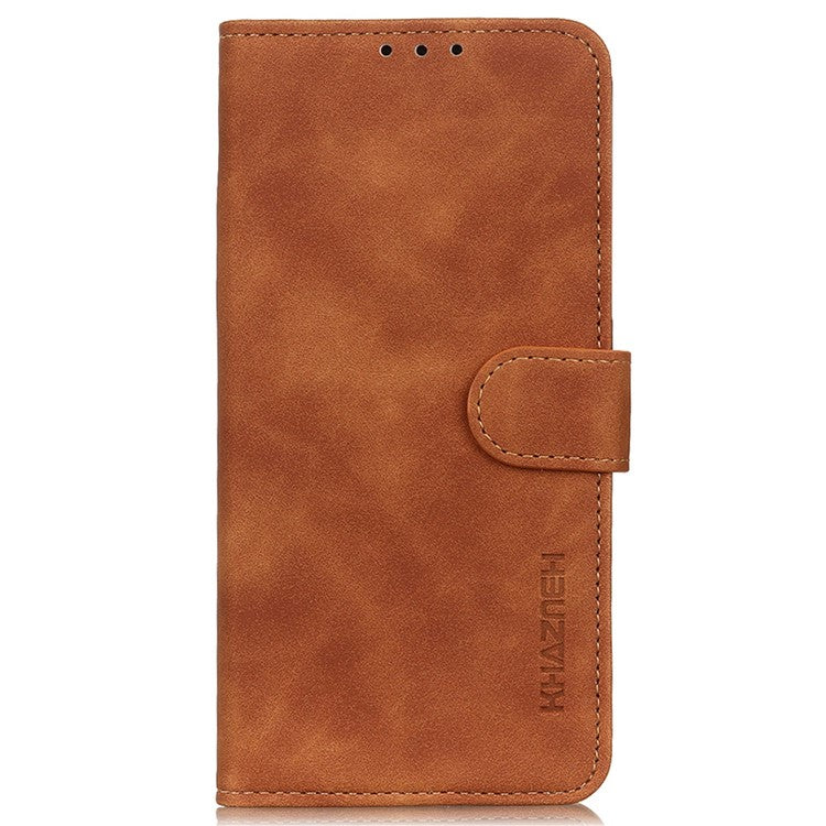 KHAZNEH For Motorola Edge 30 Lite / Motorola Edge 30 Neo 5G PU Leather Folio Wallet Case Retro Texture Stand Magnetic Clasp Shockproof Cover - Brown