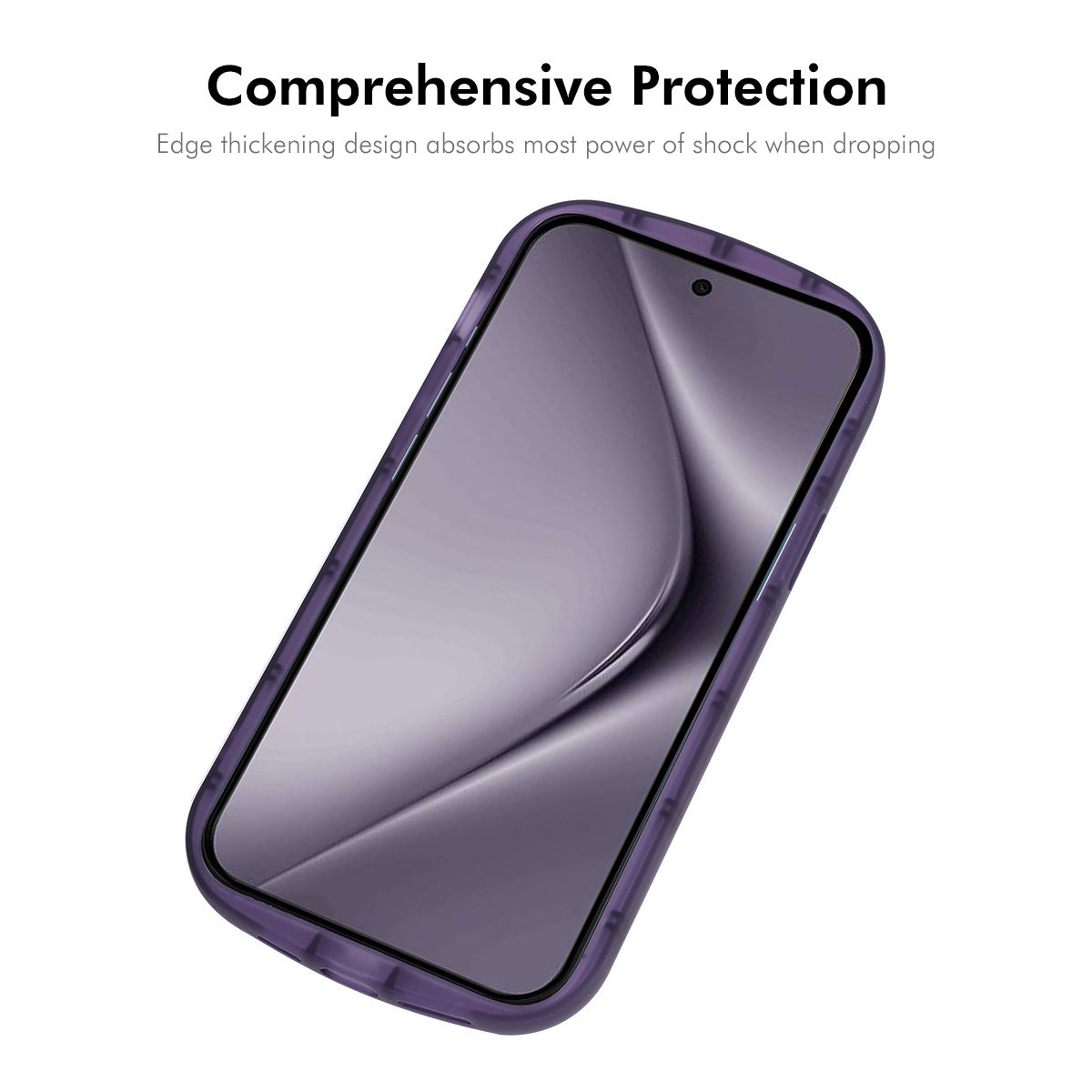 For Huawei Pura 70 ENKAY HAT PRINCE Case Four Corners Shockproof Matte TPU Phone Cover + 9H Glass Protector - Purple