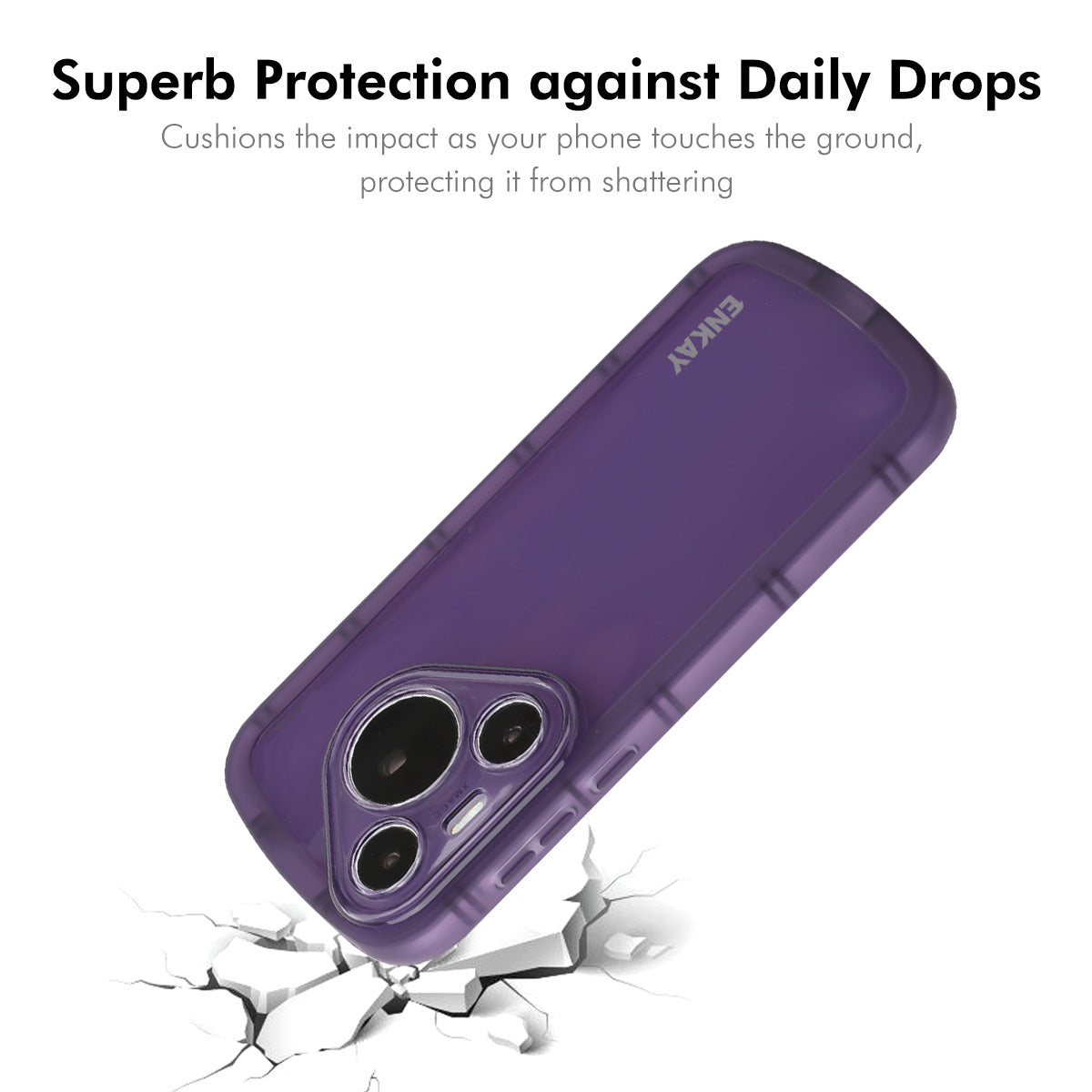For Huawei Pura 70 ENKAY HAT PRINCE Case Four Corners Shockproof Matte TPU Phone Cover + 9H Glass Protector - Purple
