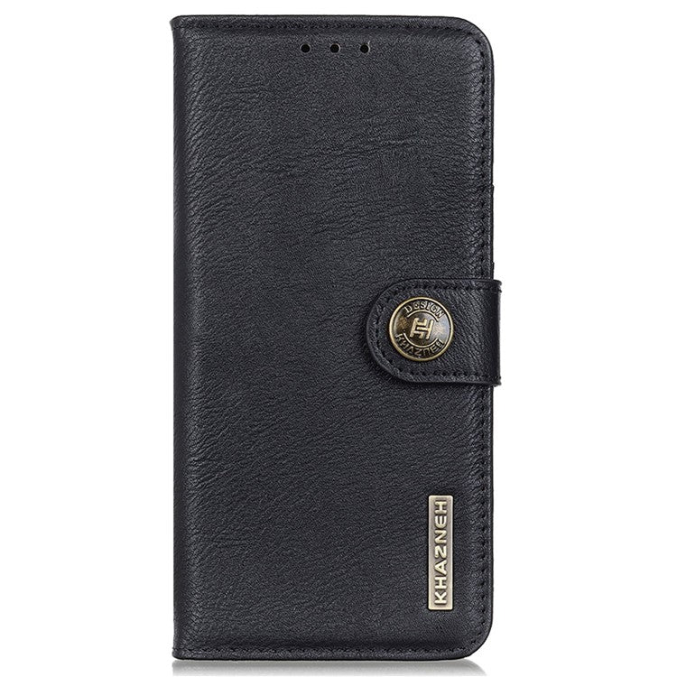 KHAZNEH Phone Wallet Case For Motorola Edge 30 Neo 5G / Edge 30 Lite, Anti-wear Phone Shell Cowhide Texture PU Leather Stand Shockproof Flip Cover - Black