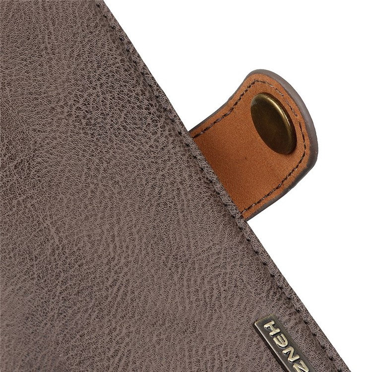 KHAZNEH Phone Wallet Case For Motorola Edge 30 Neo 5G / Edge 30 Lite, Anti-wear Phone Shell Cowhide Texture PU Leather Stand Shockproof Flip Cover - Khaki