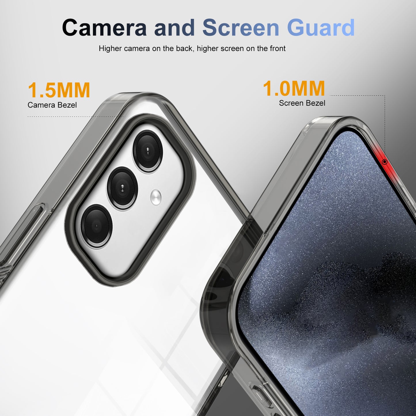 For Samsung Galaxy A16 5G / A16 4G Clear Phone Case TPU+PC Anti-Slip Drop-Proof Back Cover - Black