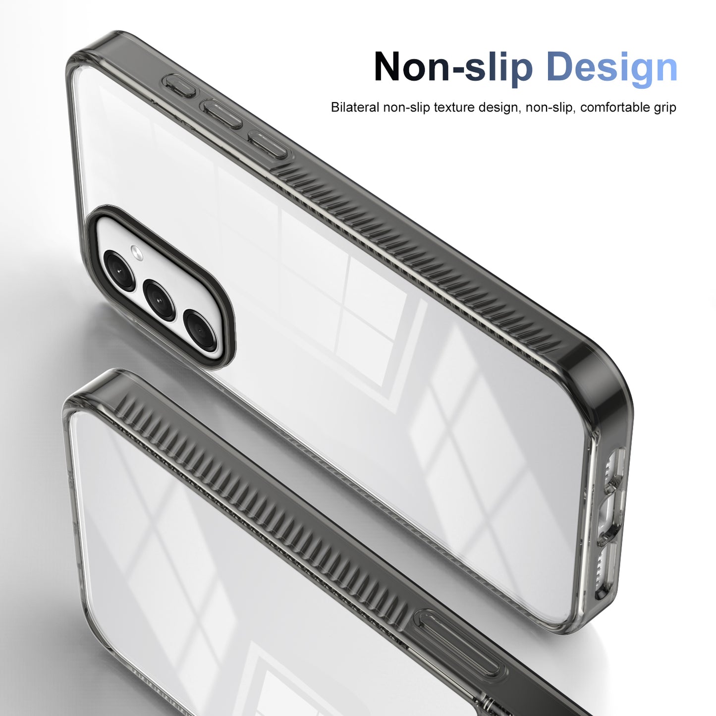 For Samsung Galaxy A16 5G / A16 4G Clear Phone Case TPU+PC Anti-Slip Drop-Proof Back Cover - Black