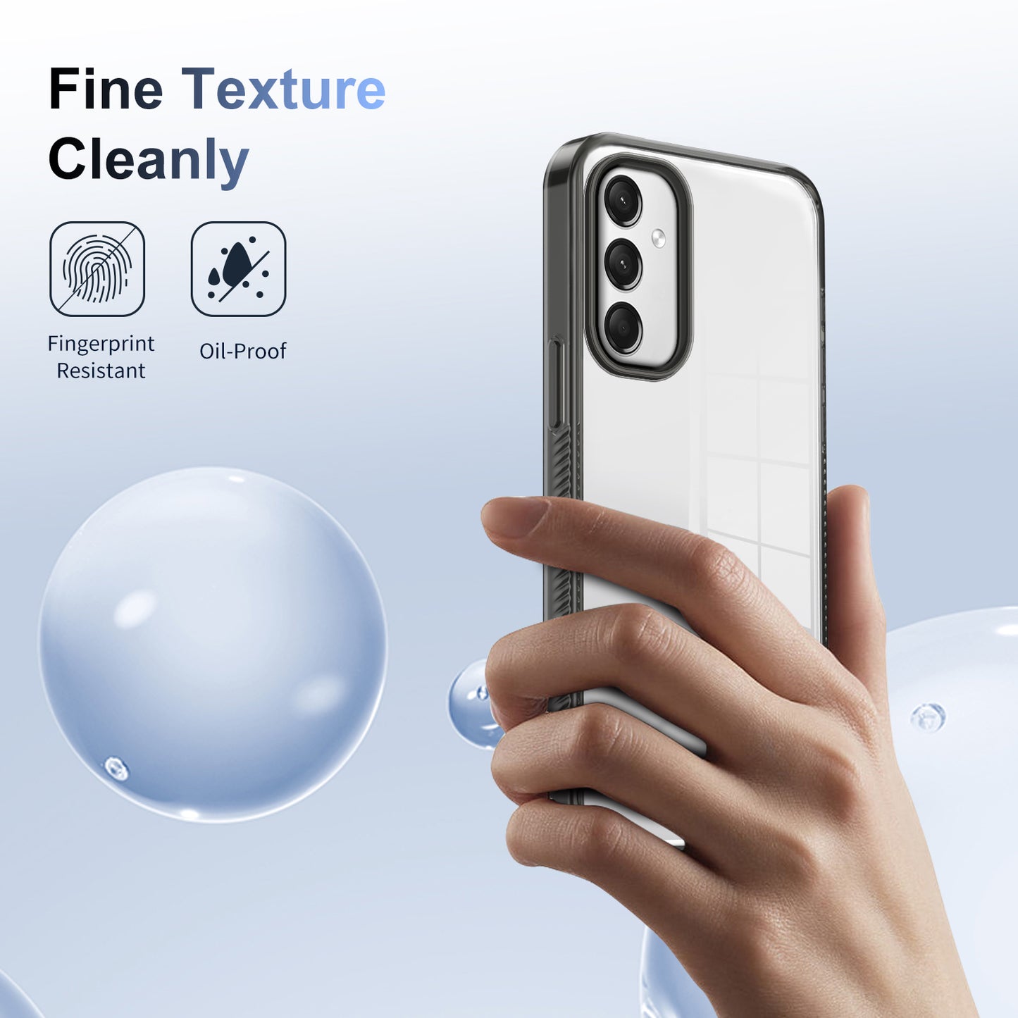 For Samsung Galaxy A16 5G / A16 4G Clear Phone Case TPU+PC Anti-Slip Drop-Proof Back Cover - Black