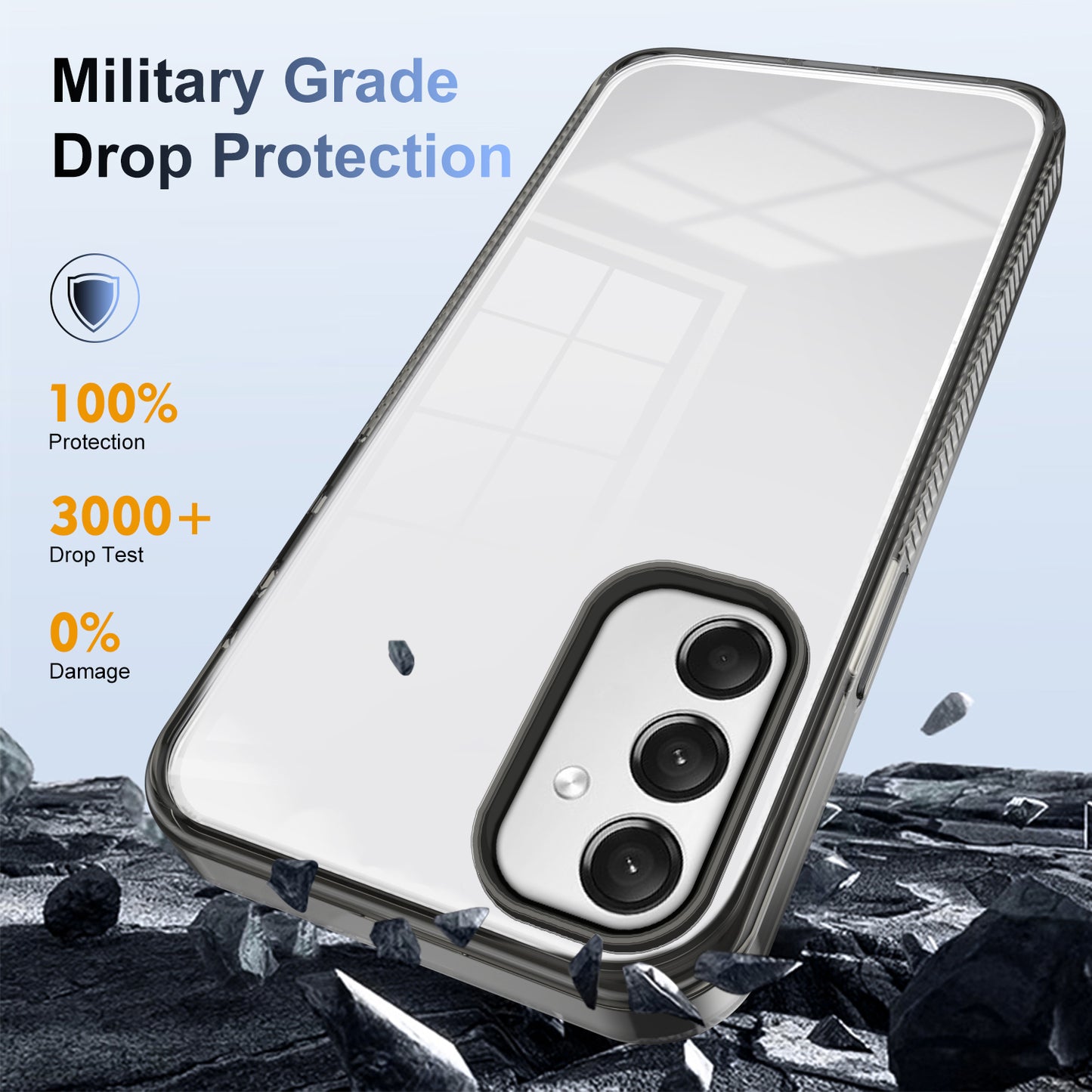 For Samsung Galaxy A16 5G / A16 4G Clear Phone Case TPU+PC Anti-Slip Drop-Proof Back Cover - Black