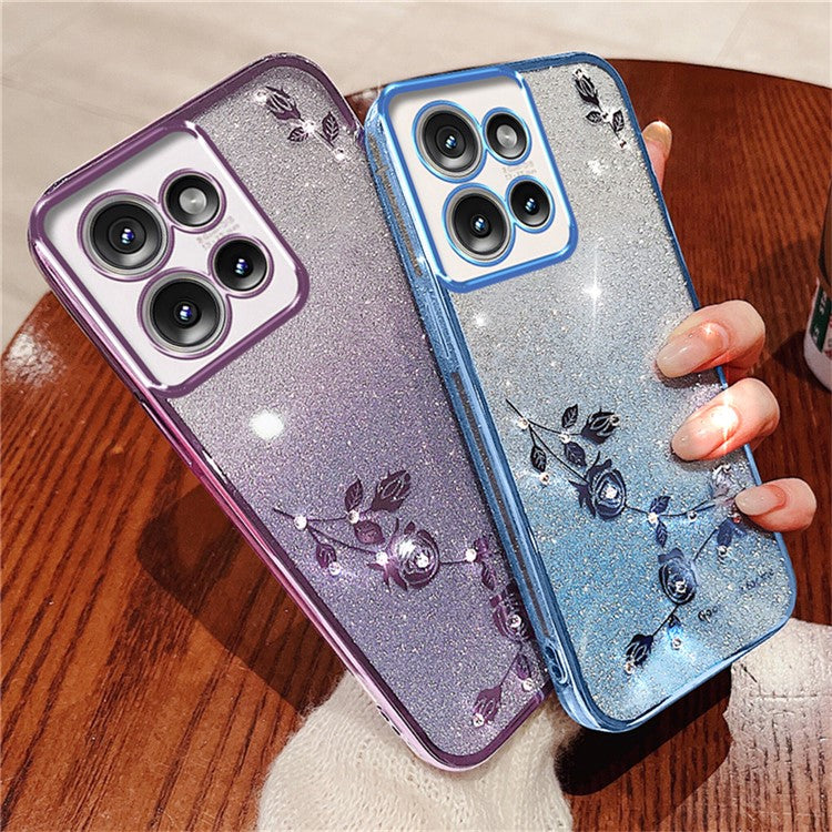 KADEM For Motorola Edge 50 Neo 5G / Moto S50 5G / Thinkphone 25 5G Case Flower TPU Flexible Gradient Phone Cover - Rose Gold