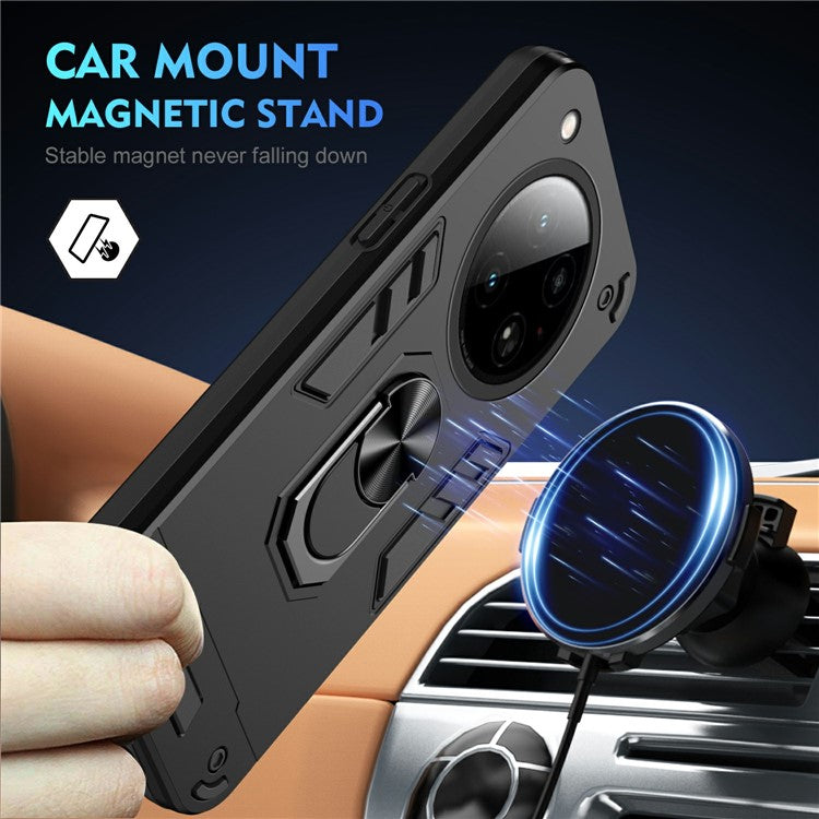 For Infinix Zero 40 4G Case PC+TPU Drop Defend Phone Cover with Ring Kickstand - Black