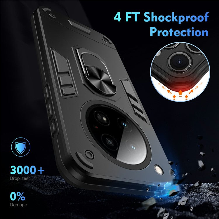 For Infinix Zero 40 4G Case PC+TPU Drop Defend Phone Cover with Ring Kickstand - Black
