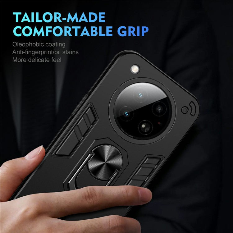 For Infinix Zero 40 4G Case PC+TPU Drop Defend Phone Cover with Ring Kickstand - Black