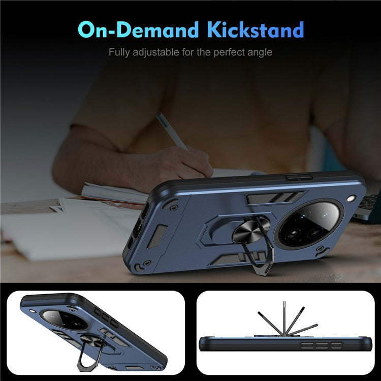 For Infinix Zero 40 4G Case PC+TPU Drop Defend Phone Cover with Ring Kickstand - Blue