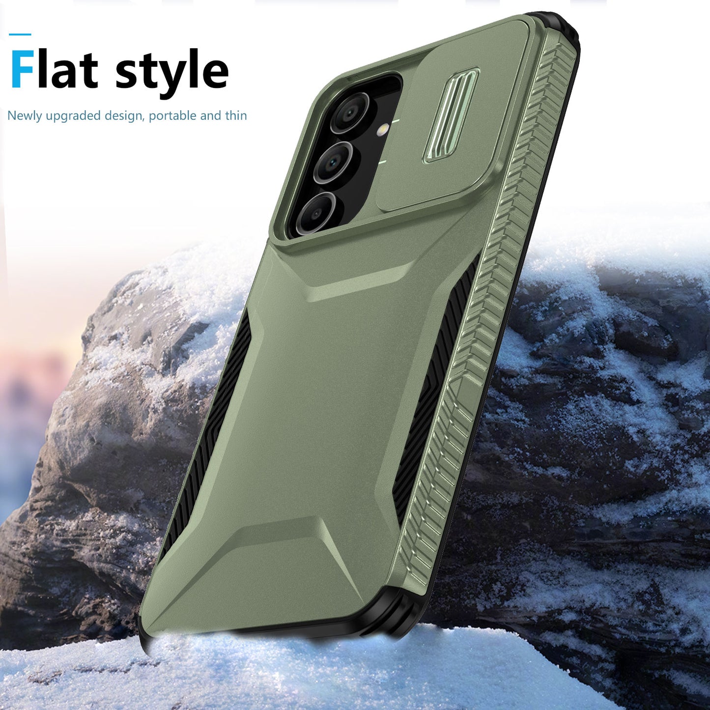 For Samsung Galaxy A16 5G / A16 4G Case Camshield TPU+PC Phone Cover Non-Slip Side Edge - Green