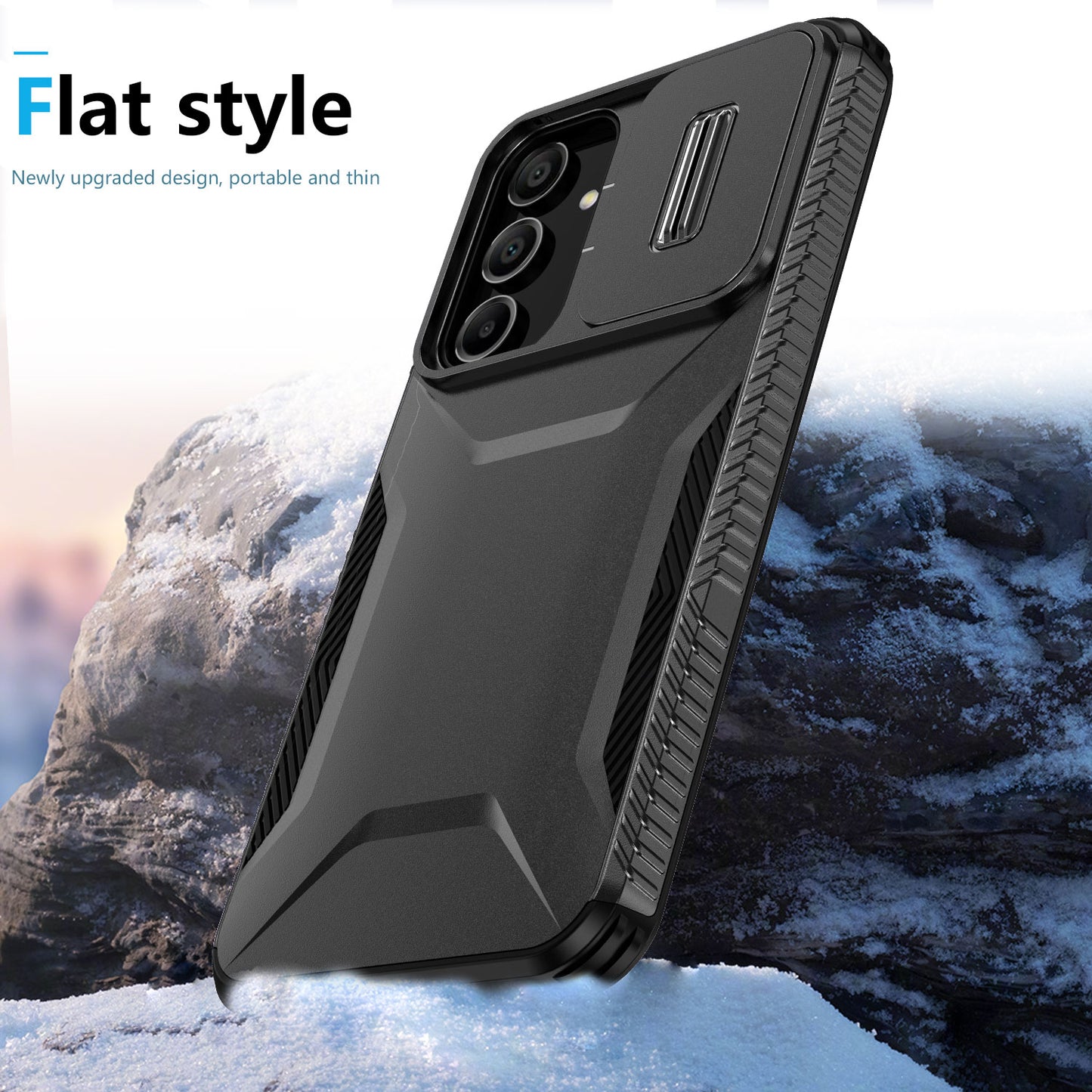 For Samsung Galaxy A16 5G / A16 4G Case Camshield TPU+PC Phone Cover Non-Slip Side Edge - Black