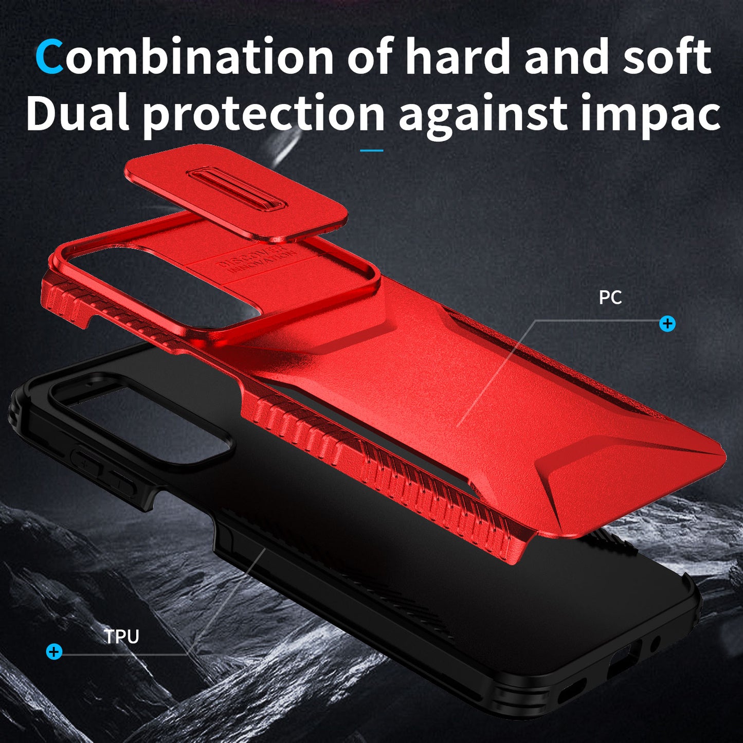 For Samsung Galaxy A16 5G / A16 4G Case Camshield TPU+PC Phone Cover Non-Slip Side Edge - Red