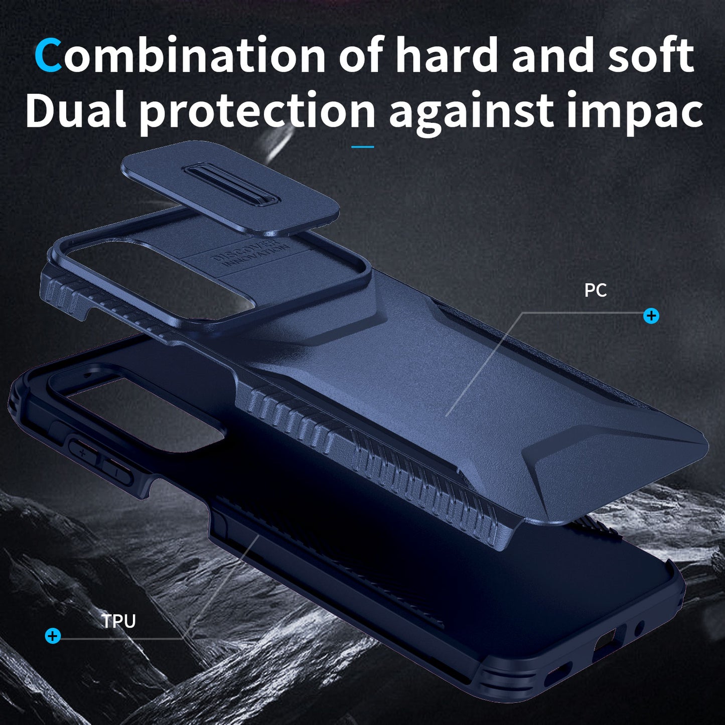 For Samsung Galaxy A16 5G / A16 4G Case Camshield TPU+PC Phone Cover Non-Slip Side Edge - Blue