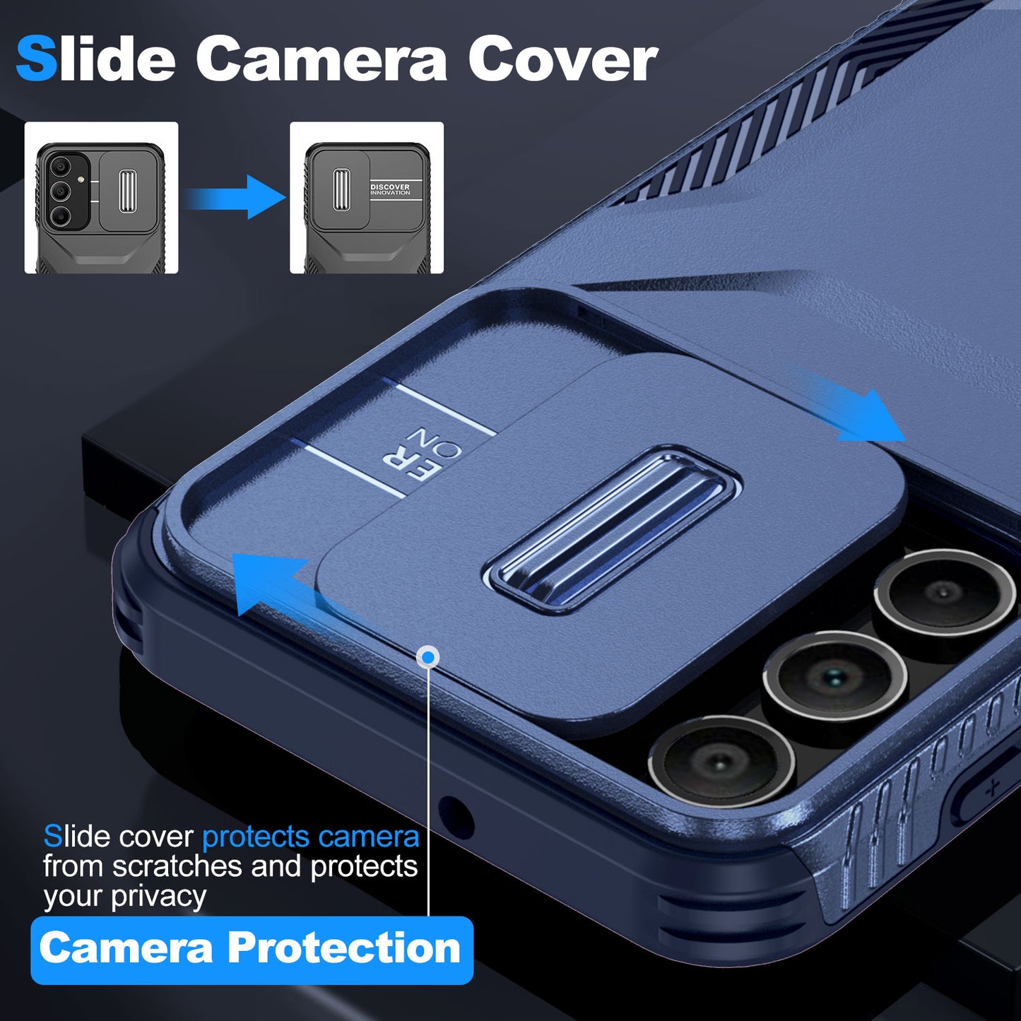 For Samsung Galaxy A16 5G / A16 4G Case Camshield TPU+PC Phone Cover Non-Slip Side Edge - Blue