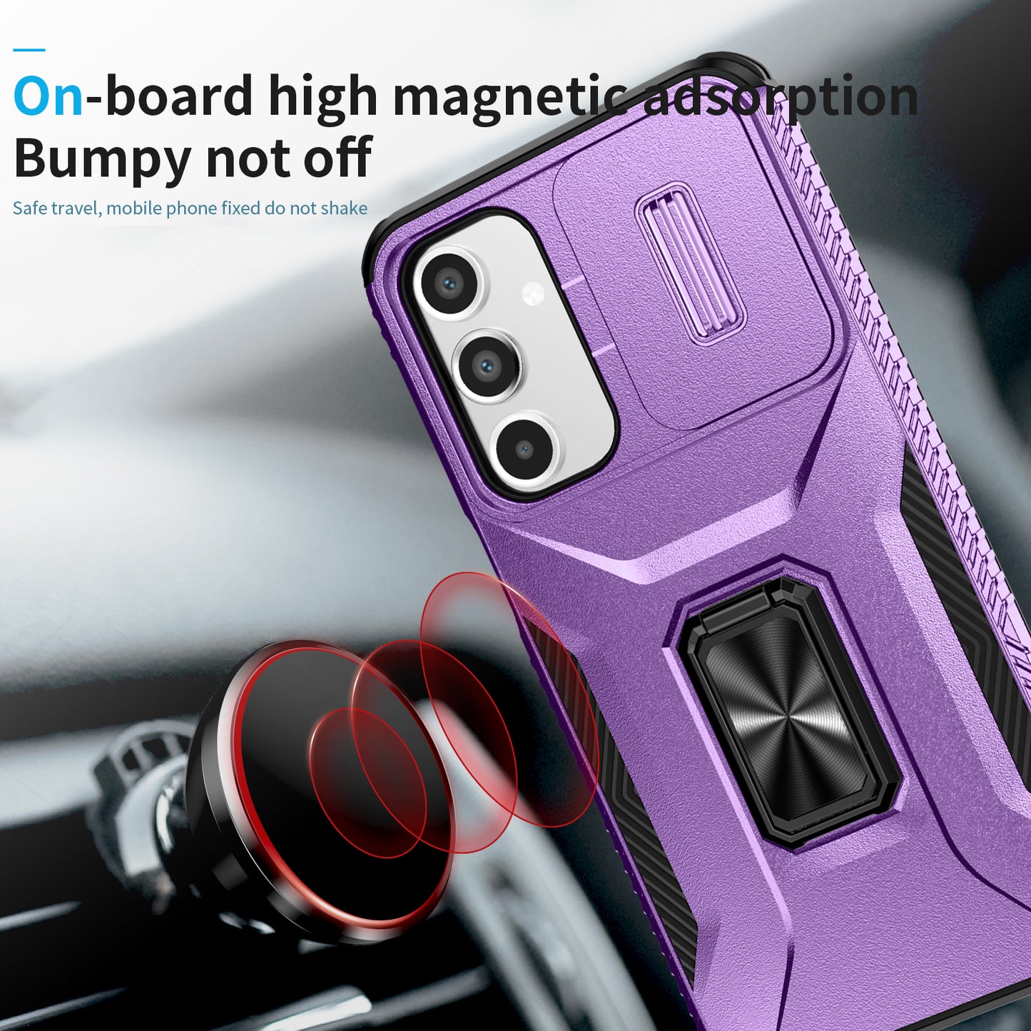 For Samsung Galaxy A16 5G / A16 4G Case Camshield Kickstand TPU+PC Anti-Slip Phone Cover - Purple