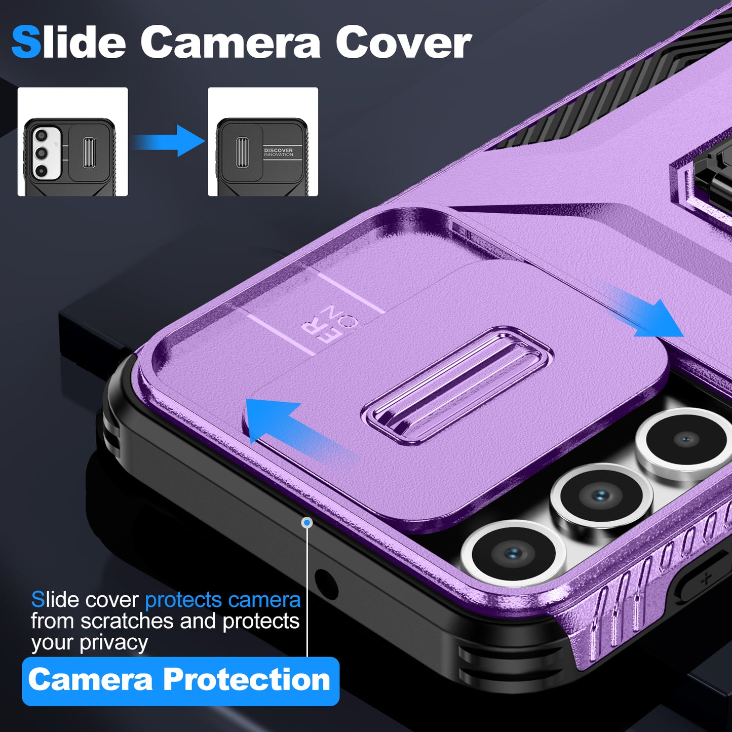 For Samsung Galaxy A16 5G / A16 4G Case Camshield Kickstand TPU+PC Anti-Slip Phone Cover - Purple