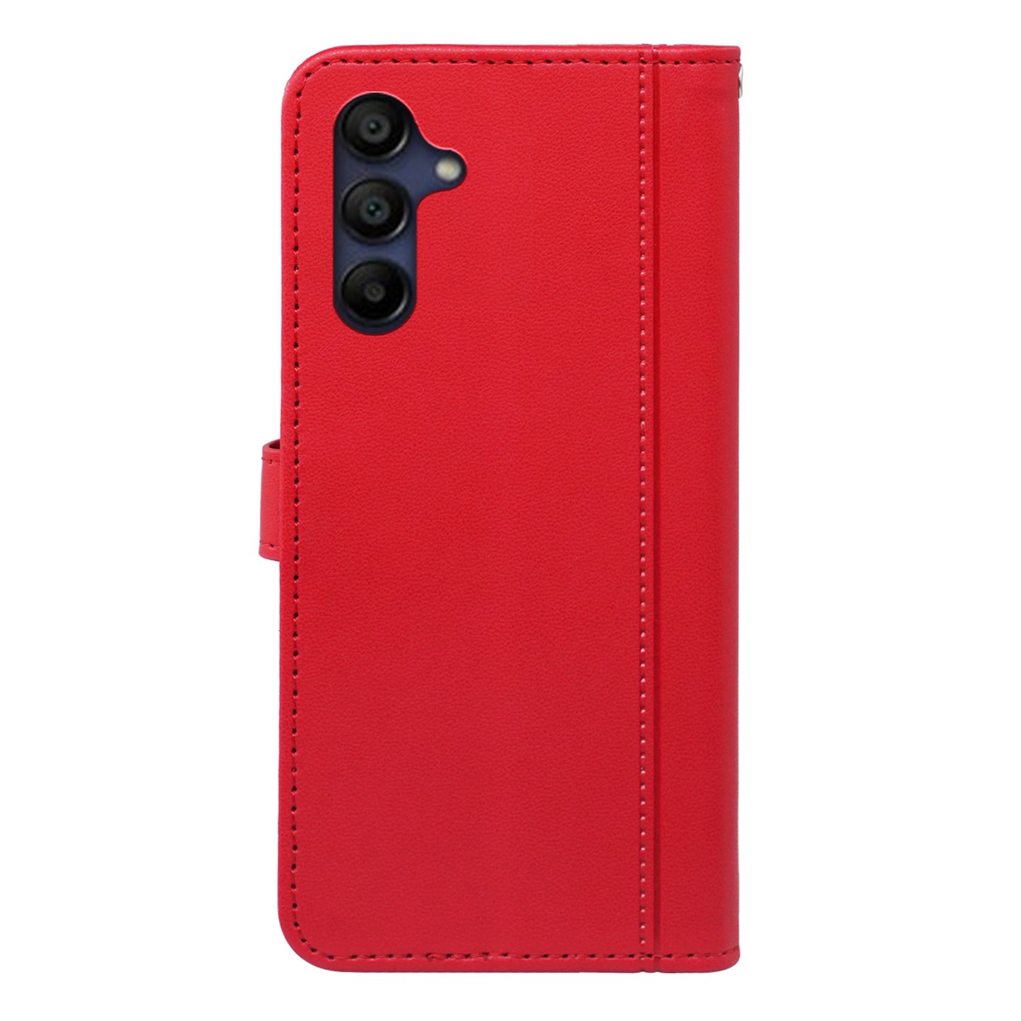 For Samsung Galaxy A16 5G / A16 4G Wallet Case Magnetic Snap Leather Phone Cover with Strap - Red